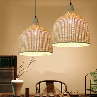 Bamboo wicker rattan Pendant Light For restaurant bedroom Kitchen Shop wood pendant light Janpan Style bamboo dome pendant light