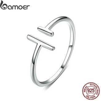 bameor Authentic 925 Sterling Silver Simple Minimalist Open Adjustable Finger Rings for Women Fashion Band Female Bijoux SCR555