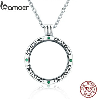 BAMOER 100% Authentic 925 Sterling Silver Mystery Power Box Petite Floating Locket Necklaces for Women Silver Jewelry SCF002