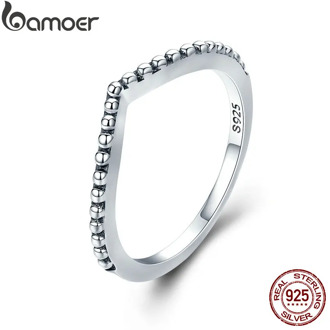 BAMOER 100% Authentic 925 Sterling Silver Water Droplet Female Finger Rings for Women Engagement Jewelry Girlfriend Gift PA7648
