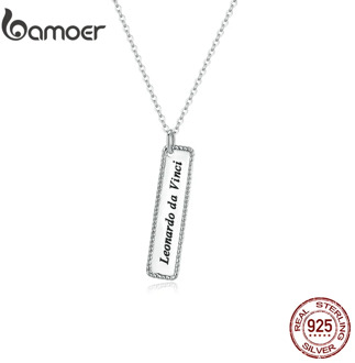 bamoer 925 Sterling Silver Engrave Chain Pendant Necklace for Women "Life well spent long" Friends Gifts Unisex Jewelry BSN167