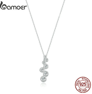 bamoer 925 Sterling Silver Luxury Chain Sparkle Bubbles Necklace for Women Jewelry 2020 New Bijoux Girl Gifts BSN202