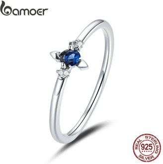 bamoer 925 Sterling Silver Simple Cross Finger Rings for Women Vintage Retro Stackable Rings Band Silver Fine Jewelry SCR679