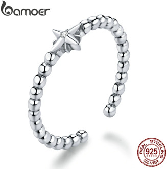 bamoer 925 Sterling Silver Stackable Finger Rings for Women Adjustable Open Ring for Size 6 7 8 9 Korean Style Jewelry SCR647