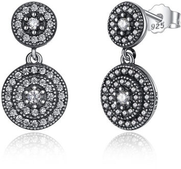 Bamoer 925 Sterling Zilveren Stralende Elegantie Oorbellen Clear Cz Kristallen Omgeven Oude Zilveren Vrouwen Oorbellen PAS471