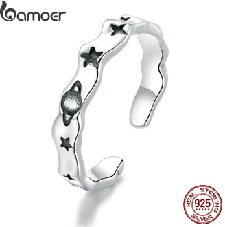 bamoer Authentic 925 Sterling Silver Romantic Planet Adjustable Finger Ring for Women 2020 Zodiac Fashion Jewelry Bijoux SCR678