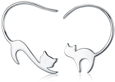 Bamoer Dier Collectie 925 Sterling Zilver Leuke Dutten Kleine Kat Oorbellen Voor Vrouwen Sterling Zilveren Sieraden SCE073