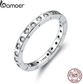 bamoer Engagement Wedding Band Genuine 925 Sterling Silver Minimalist Promise Finger Rings for Women 2020 Bijoux Moda SCR633