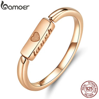 bamoer Flipping Finger Ring for Women Genuine 925 Sterling Silver Live Laugh Engrave Courage Rings 2019 New Design SCR587