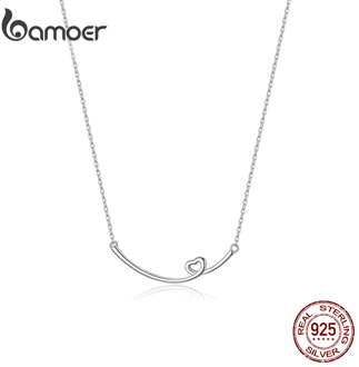 bamoer Genuine 925 Sterling Silver Smile Heart Necklace for Women Short Necklaces France Style 2020 Mode Collar Bijoux SCN381