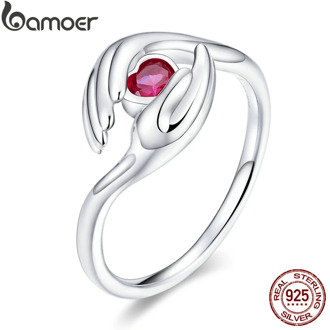 bamoer Guardian Hand Finger Rings for Women Genuine 925 Sterling Silver Jewelry Heart CZ Bijoux Original Design 2020 BSR119