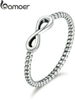 BAMOER Hot Sale 100% 925 Sterling Silver Trendy Infinity Elegant Finger Rings for Women Wedding Engagement Jewelry Gift SCR094