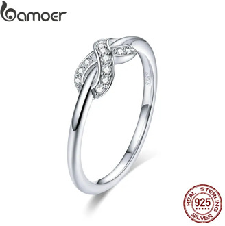 BAMOER Hot sale 925 Sterling Silver Infinity Love Infinite Clear CZ Rings for Women Engagement Wedding Jewelry SCR494