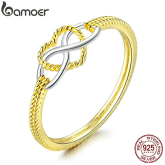 bamoer Infinity Love Finger Rings for Women Gold Color 925 Sterling Silver Wedding Promise Jewelry Original Design 2019 SCR600