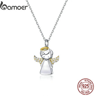 bamoer Little Angel Short Necklace for Women 925 Sterling Waterdrop Stone Collar Luxury Brand Jewelry 2020 New Mode BSN186