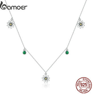 bamoer Little Daisy Adjustable Necklace for Women 925 Sterling silver CZ Luxury Brand Jewelry 2020 New Mode necklace SCN415