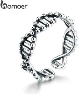 bamoer Original Design 925 Sterling Silver DNA Open Adjustable Finger Rings for Women Free Size Ring Fashion Jewelry SCR643