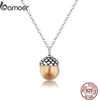 bamoer Shining Acorn Short Necklace for Women 925 Sterling silver CZ Luxury Brand Jewelry 2020 New Mode necklace SCN414