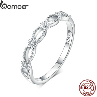 bamoer Silver Rings Lace Macrame Pattern Finger Rings for Women 925 Sterling Silver Fine Jewelry 2020 Anle Bijoux BSR118