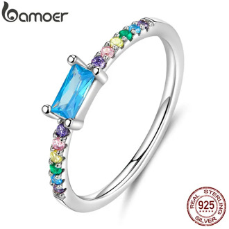bamoer Statement Finger Rings Cubic Zirconia Stone Wedding Engagement Silver 925 Jewelry Bijoux SCR590
