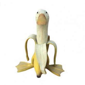 Banaan Eend Ornament Prachtige Tuin Decoratie Hars Outdoor Yard Art Voor Patio Geel Geschild Dauw Wit Banaan Decoratie