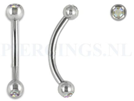 Banana 1.2 mm met AB kleur kristal 10 mm + 3 mm bal