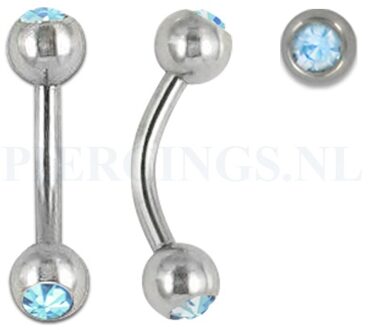 Banana 1.6 mm chirurgisch staal aquamarijn 10 mm + 5 mm bal