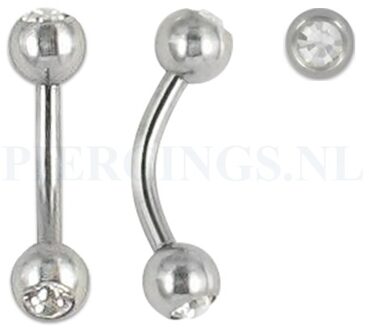 Banana 1.6 mm chirurgisch staal kristal 8 mm + 5 mm bal