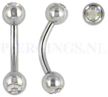 Banana 1.6 mm chirurgisch staal kristal AB 12 mm + 5 mm bal