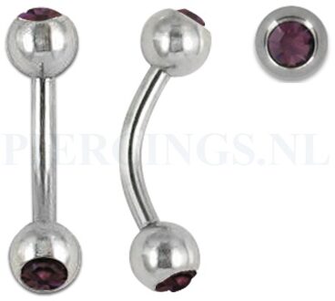 Banana 1.6 mm chirurgisch staal paars 12 mm + 5 mm bal