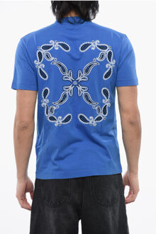 Bandana-motief T-shirt met ronde hals in blauw