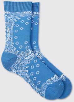 Bandana Print Socks, Blue - ONE SIZE