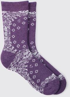 Bandana Print Socks, Purple - ONE SIZE