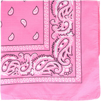 Bandana - roze - boeren zakdoek - dames/heren - vierkant - cowboy verkleedkleding