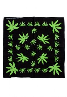 Bandana zakdoek met wietblaadjes print - polyester - 55 x 55 cm