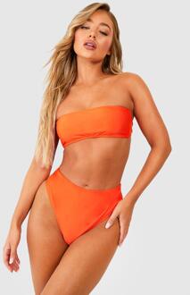 Bandeau High Waist Bikini Set, Tropical Orange - 34