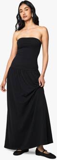 Bandeau Maxi Jurk Met Laag Gesneden Taille, Black - 44