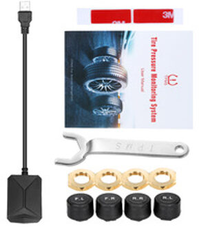 Bandenspanningscontrolesysteem USB TPMS Bandenspanning Monitoring Alarm Systeem Met Vier Externe Sensoren Voor De Meeste Voertuigen