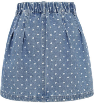 Bandplooi rokje denim hearts voor meisjes in de kleur - maat 104 Blauw