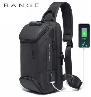 Bange Multi functional Men's Oxford Crossbody Bag Anti-theft Shoulder Bags Short Trip Messenger USB Charging Chest Bag Pack
