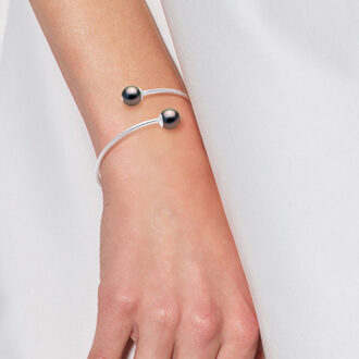 Bangle YOU AND ME Tahitian Parels Ronde 9-10 mm 925 - maat Naturel