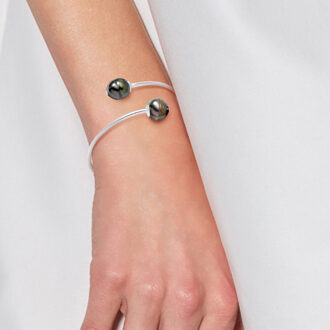 Bangle YOU AND ME Tahitian Pearls Ringed 10-11 mm 925 Naturel - One Size