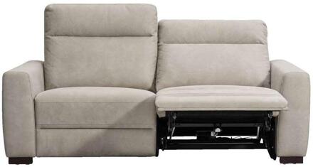 Bank James Elektrisch Verstelbaar 3-zits - Zilver - Polyester/Lederlook - Grijs - 198x100x95 Cm