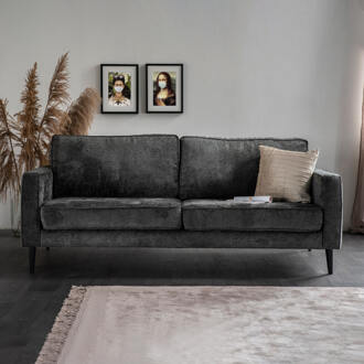 Bank 'Paulette' 4-zits, Chenille, kleur Donkergrijs