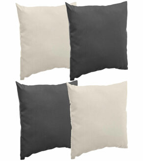 Bank/sier/tuin kussens voor binnen/buiten set 4x stuks beige/antraciet 40 x 40 cm