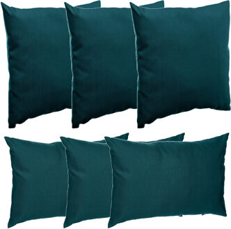 Bank/sier/tuin kussens voor binnen/buiten set 6x stuks emerald groen 40 x 40 cm en 30 x 50 cm