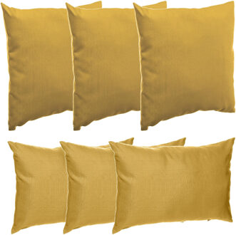 Bank/sier/tuin kussens voor binnen/buiten set 6x stuks mosterd geel 40 x 40 cm en 30 x 50 cm