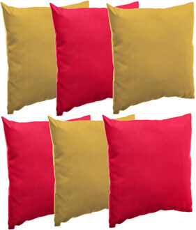 Bank/sier/tuin kussens voor binnen/buiten set 6x stuks rood/geel 40 x 40 cm
