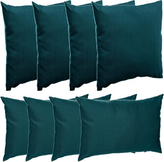 Bank/sier/tuin kussens voor binnen/buiten set 8x stuks emerald groen 40 x 40 cm en 30 x 50 cm