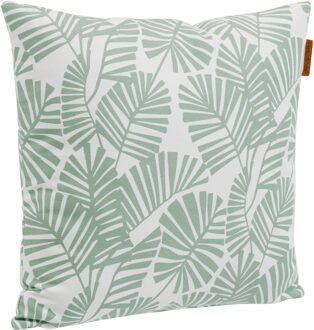 Bank/sier/tuin kussens voor binnen en buiten in palm print 40 x 40 x 10 cm - tuinstoelkussens Groen
